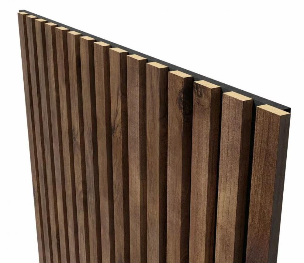 Акустическая панель, черный войлок, 2750х600х19мм, рейки МДФ дуб Старинный натуральный